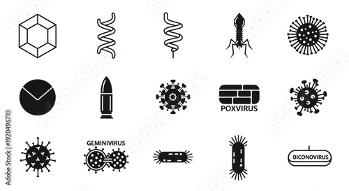 Virus and Disease Icons Set, Medical Vector Symbols
