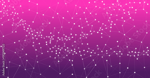 Wallpaper Mural Abstract background with a network of connected white dots and lines. Digital plexus structure on a pink and purple gradient, representing technology and data. Torontodigital.ca
