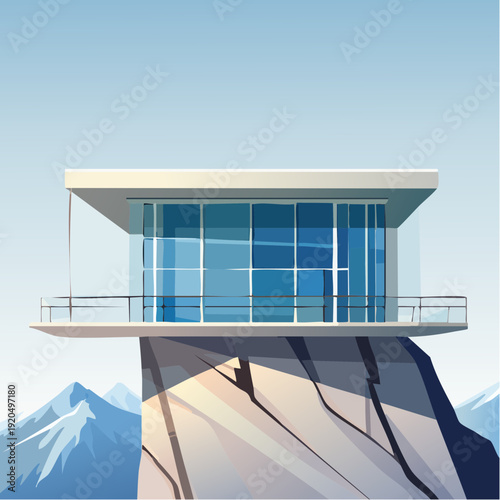 Luxurious Contemporary House Perched on a Mountain Cliff Offering Breathtaking Panoramic Vistas