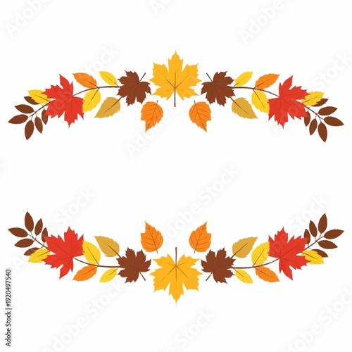 Autumn Leaf Border Decoration Design Element.