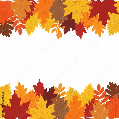 Autumn Leaves Border Decoration Seasonal Fall Foliage.