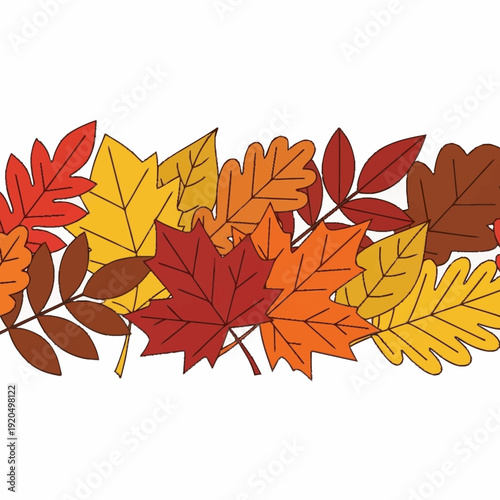 Autumn Leaves Border Decoration Seasonal Fall Foliage.