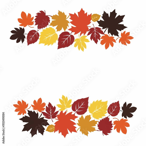 Autumn Leaves Border Decoration Seasonal Fall Foliage.