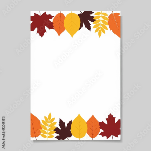 Autumn Leaves Border Design for Stationery.