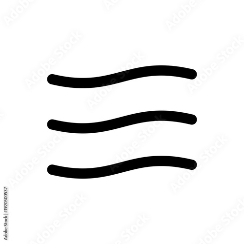 Simple black icon depicting three horizontal wavy lines, representing air flow, wind, or a general wave pattern.