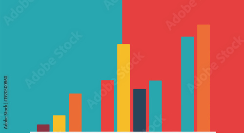 Colorful bar graph with rising trend on contrasting background.