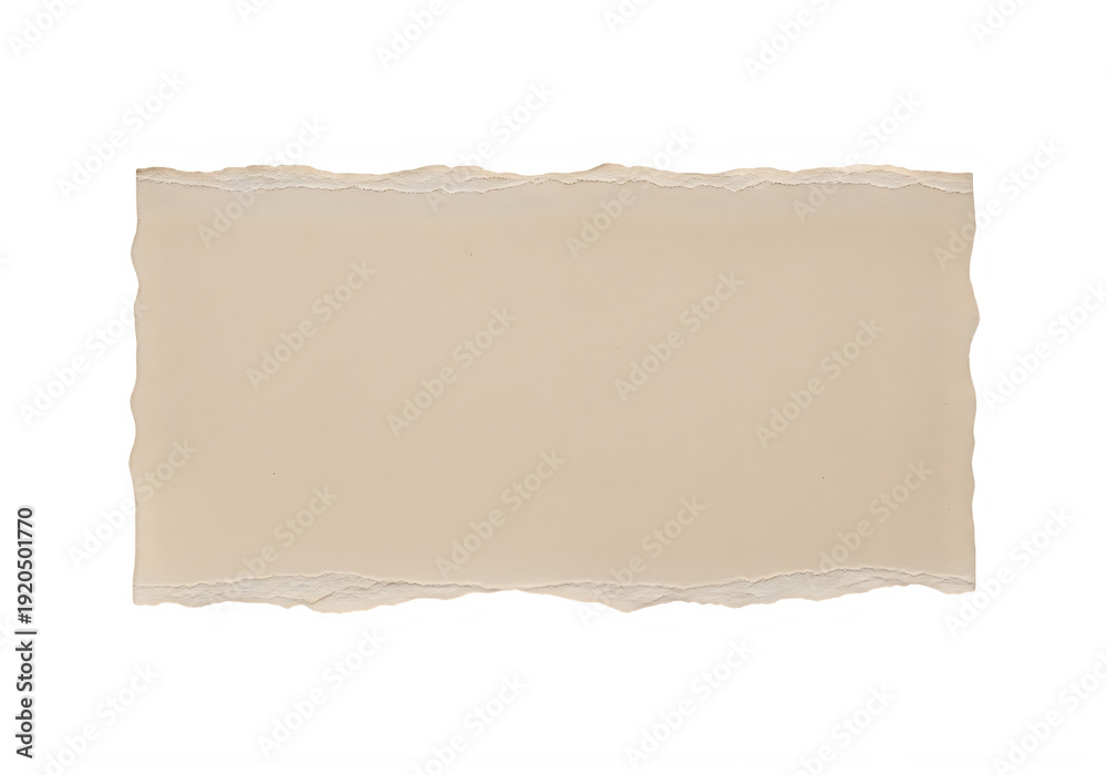 Fototapeta premium A beige rectangle with rough edges on a white background isolated on transparent background