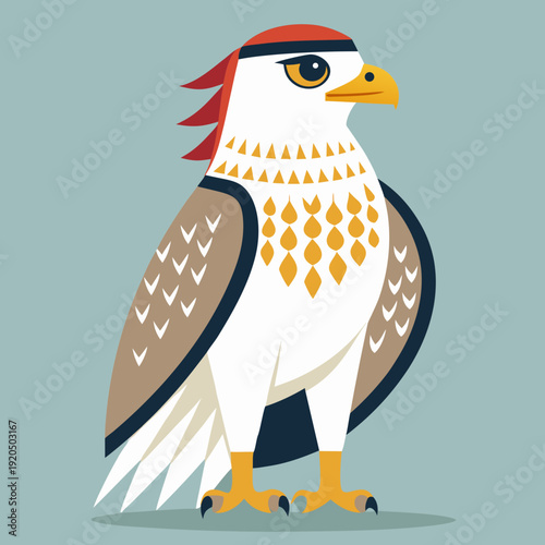 Stylized illustration of a majestic bird of prey likely a falcon or hawk