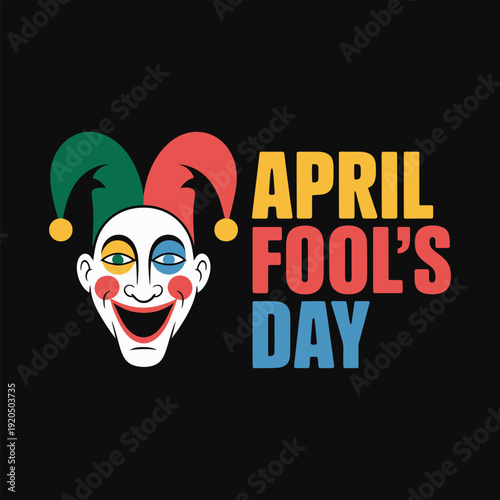 April Fool's Day Jester Head with Colorful Hat