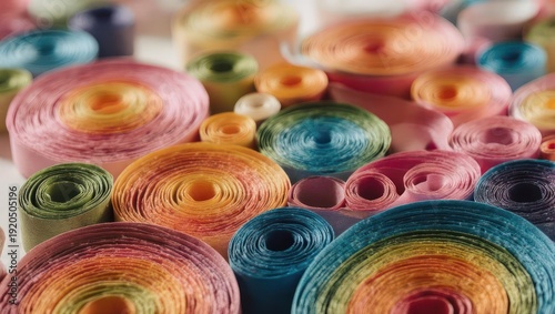 Colorful Rolls of Paper - A Vibrant and Artistic Display.