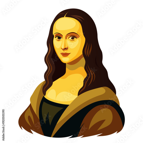 Stunning illustration of Mona Lisa with enigmatic smile