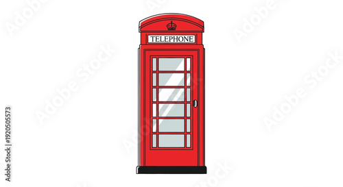 A vibrant red british telephone booth stands prominently against a white backdrop a classic silhouette high quality professional detailed modern elegant