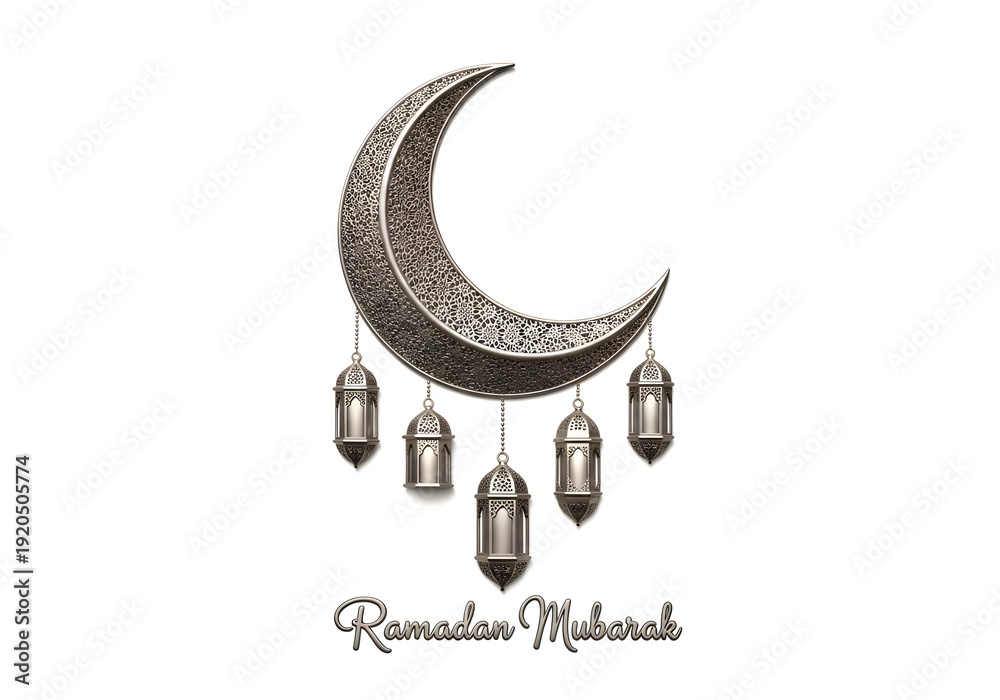 Fototapeta premium Crescent Moon Lanterns Ramadan Mubarak Decoration.