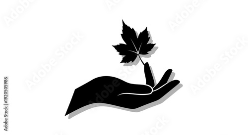 Hand Holding Small Plant Silhouette.