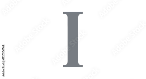 Grey uppercase letter I on a clean white background.