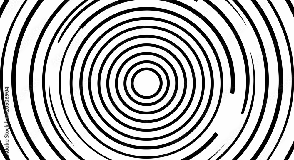 Obraz premium Abstract concentric circles pattern in black and white.
