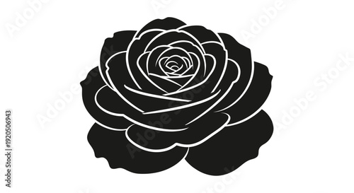 Elegant black rose silhouette vector illustration isolated on white background.