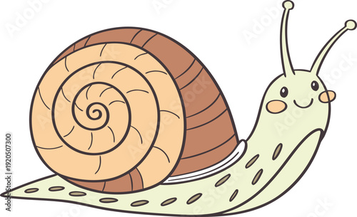 Snail Slow Moving Animal Illustration. Garden Snail Nature Wildlife Concept. Realistic Snail Shell Closeup Design. Cute Snail Cartoon Character Theme. Forest Snail Natural Habitat Scene