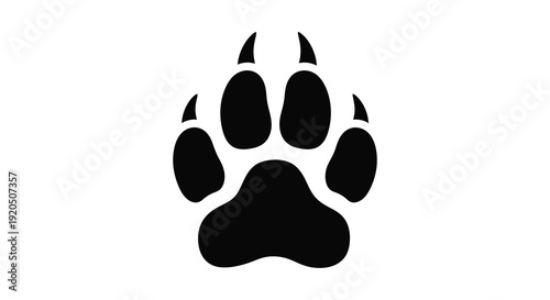 A stark black silhouette depicts a large mammal s paw print likely canine or feline silhouette high quality professional detailed