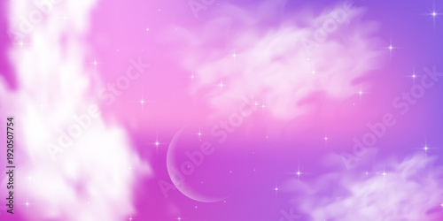 Cute pastel pink gradient with rainbow sparkles and glitter stars. Magical unicorn-themed background features soft bokeh effects and dreamy iridescent shimmer for fairy tale projects.