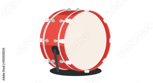 Red Snare Drum on Stand Isolated.