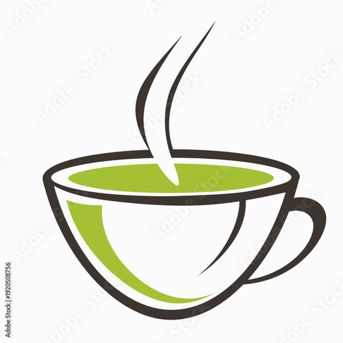 Steaming green tea cup illustration with vapor graphic isolated design element