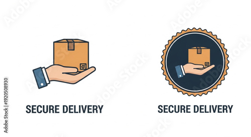 Secure Delivery Icon with Hand Holding Package.