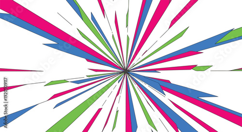 Vibrant abstract background with dynamic colorful radial lines bursting outwards from a central point, creating an energetic and modern design.