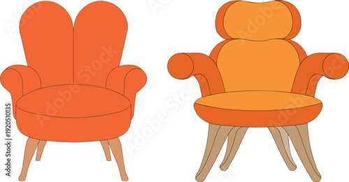 Modern Armchair Flat Vector Illustration