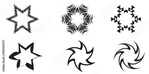 Collection of six unique abstract starburst designs