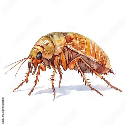 Flea, watercolor vector , isolated on a white background.