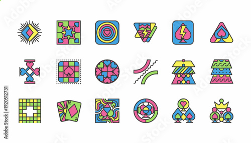 Abstract Geometric Patterns and Symbols with Playing Card Suits