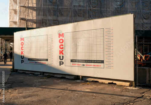 Horizontal Billboard Sign on Construction Site Mockup