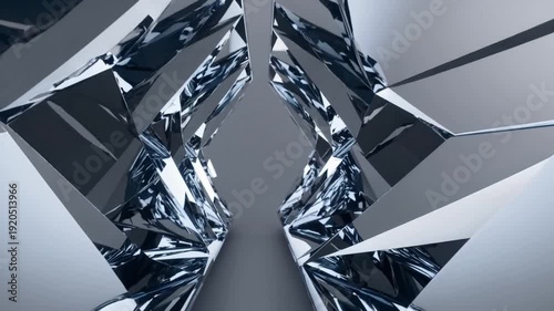 Diamond Ice Corridor — Clean Crystal Tunnel Macro Background with Silver Icy Highlights