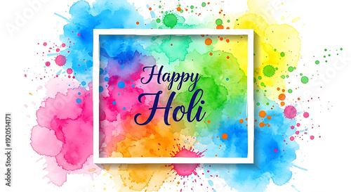 Vibrant watercolor splashes forming a heart shape with the words happy birthday