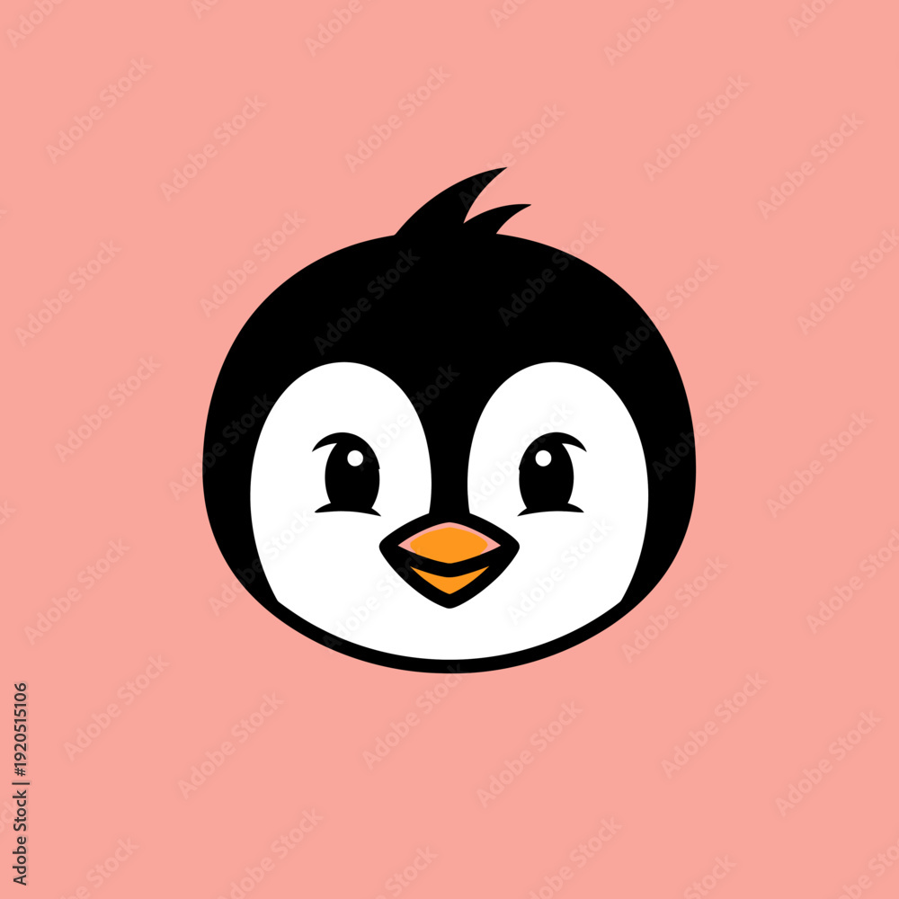 Obraz premium Cartoon penguin illustration on pastel pink background for various applications