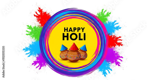Vibrant holi festival celebration with colorful powder and joyful dancers