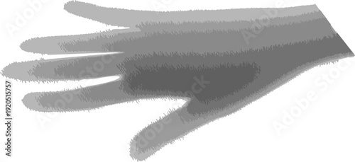 Hand Silhouette Pressing Down on Paper - Grayscale Vector Illustration