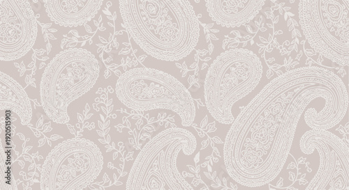 Intricate black and white paisley pattern with ornate swirls and arabesque flourishes.