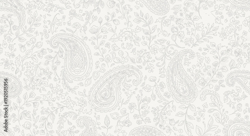 Intricate black and white paisley pattern with ornate swirls and arabesque flourishes.