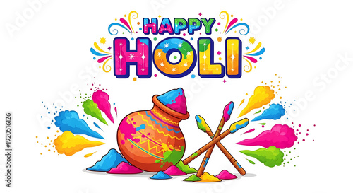 Vibrant holi festival celebration with colorful powders and water balloons