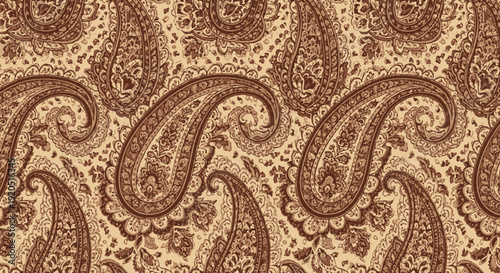 Intricate black and white paisley pattern with ornate swirls and arabesque flourishes.