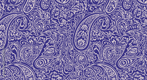 Intricate black and white paisley pattern with ornate swirls and arabesque flourishes.