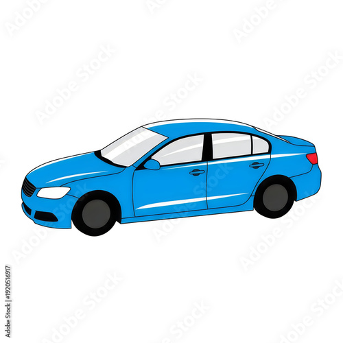 Wallpaper Mural A stylish blue sedan car parked against a plain white background Torontodigital.ca