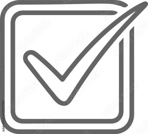 A simple line drawing of a smartphone with a check mark on its screen indicating confirmation or acceptance