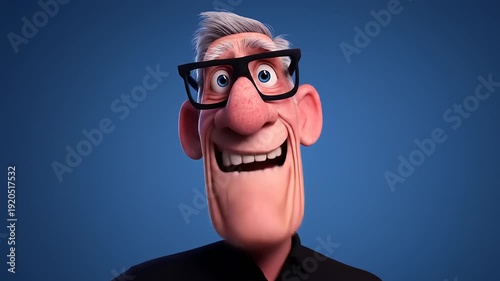 Animated Character Portrait Expressing Joy and Life in an Exaggerated Rendered Style with Fine Detail