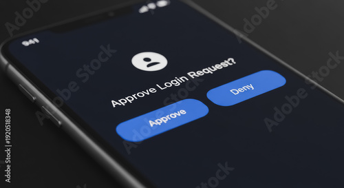 Mobile Phone Showing Two-Factor Authentication (2FA) Approve Login Request Prompt for Secure Digital Access and Online Account Verification