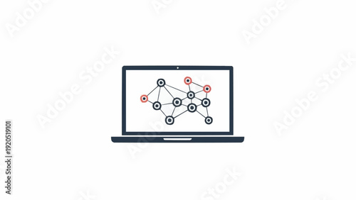Laptop Displaying Network Diagram on Screen.