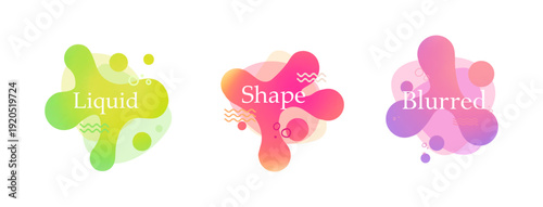 Set shape round gradient blob organic form. Abstract collection irregular blob. Liquid form deformed elements.