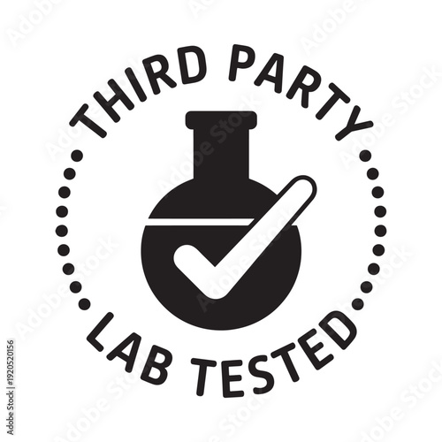 Third party lab tested emblem with a beaker and checkmark symbol